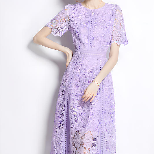 Charming Floral Lace Midi Dress