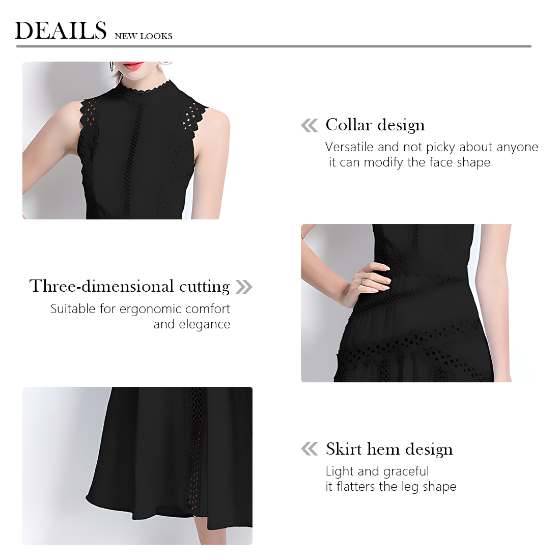 Elegant Lace-Trimmed Sleeveless Dress