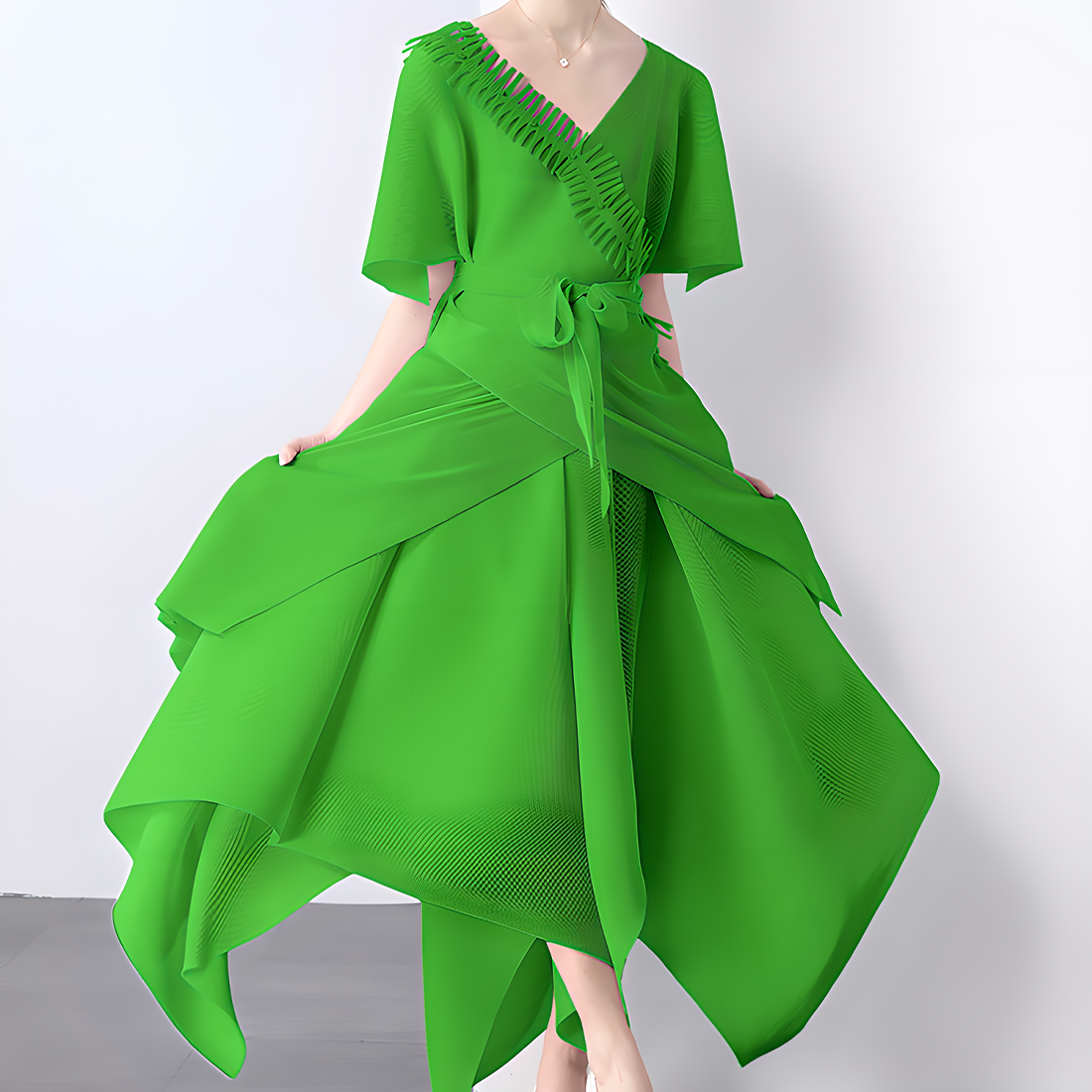 Asymmetric Pleated Skirt Vest Dress Set