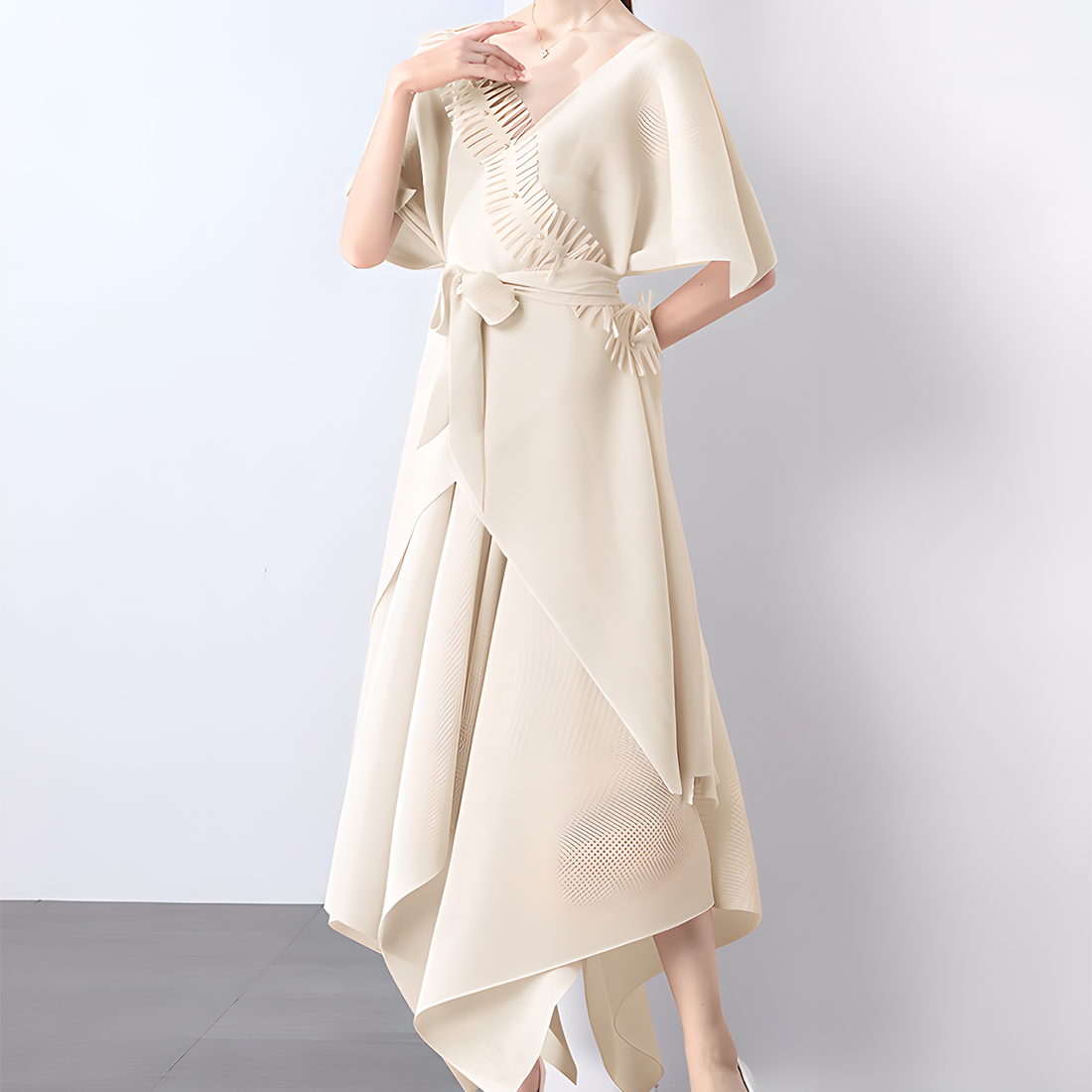 Asymmetric Pleated Skirt Vest Dress Set