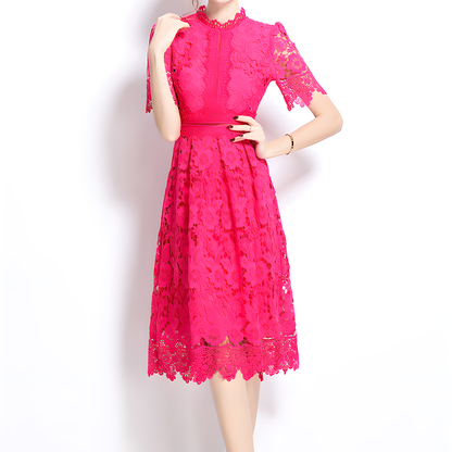 Romantic Floral Crochet Lace Dress
