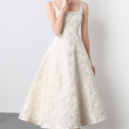 Elegant Sleeveless Jacquard Flared Dress