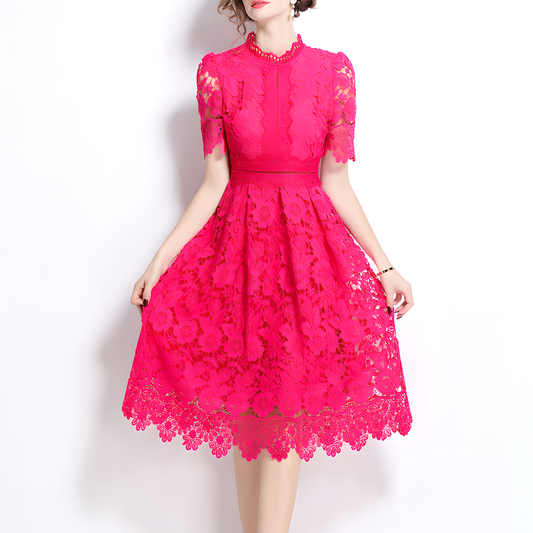 Romantic Floral Crochet Lace Dress