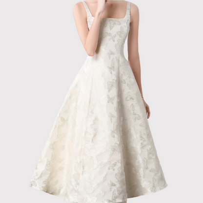 Elegant Sleeveless Jacquard Flared Dress