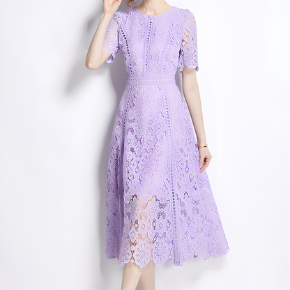 Charming Floral Lace Midi Dress