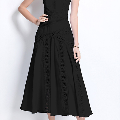 Elegant Lace-Trimmed Sleeveless Dress