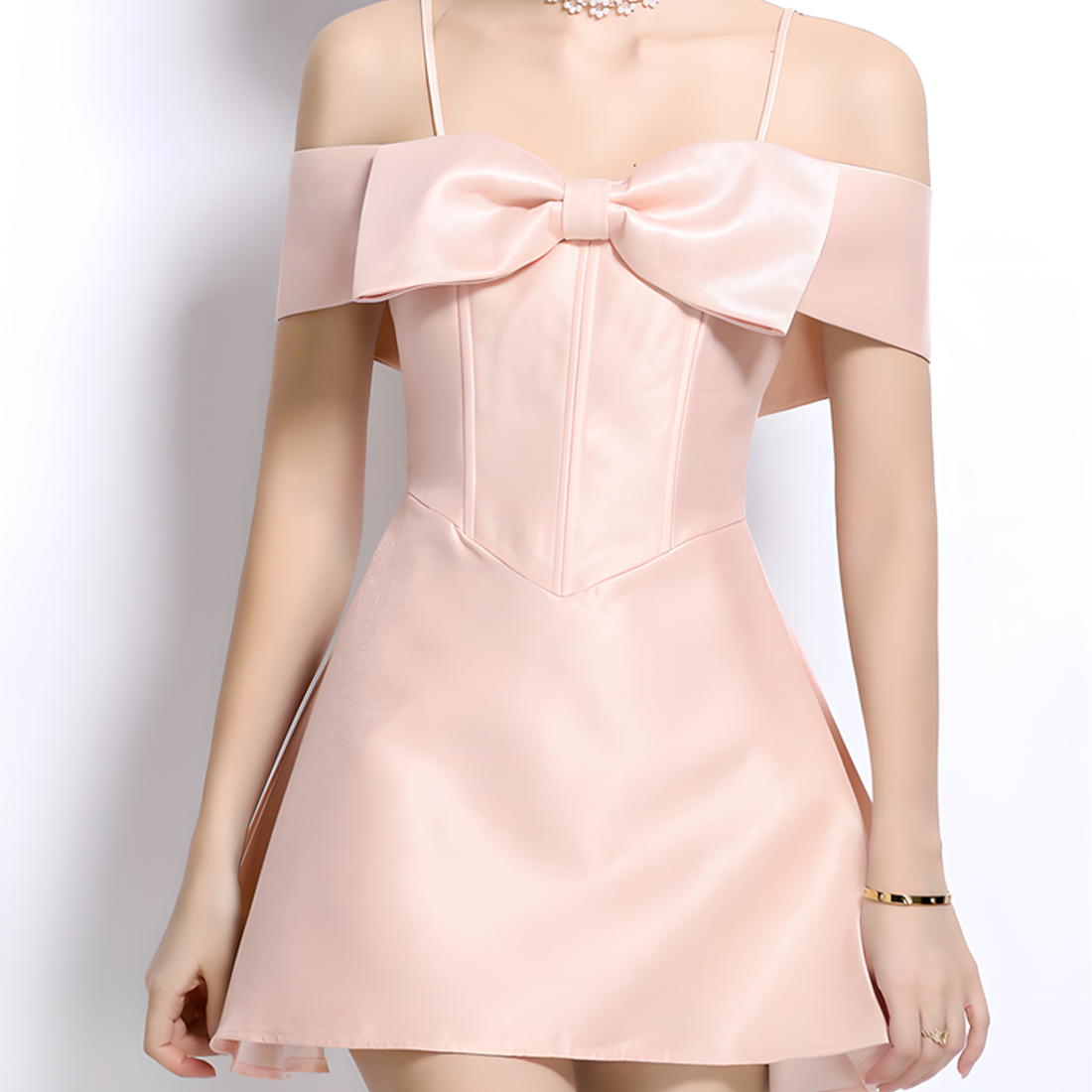 Butterfly Bow Off-Shoulder Corset Waist A-Line Dress