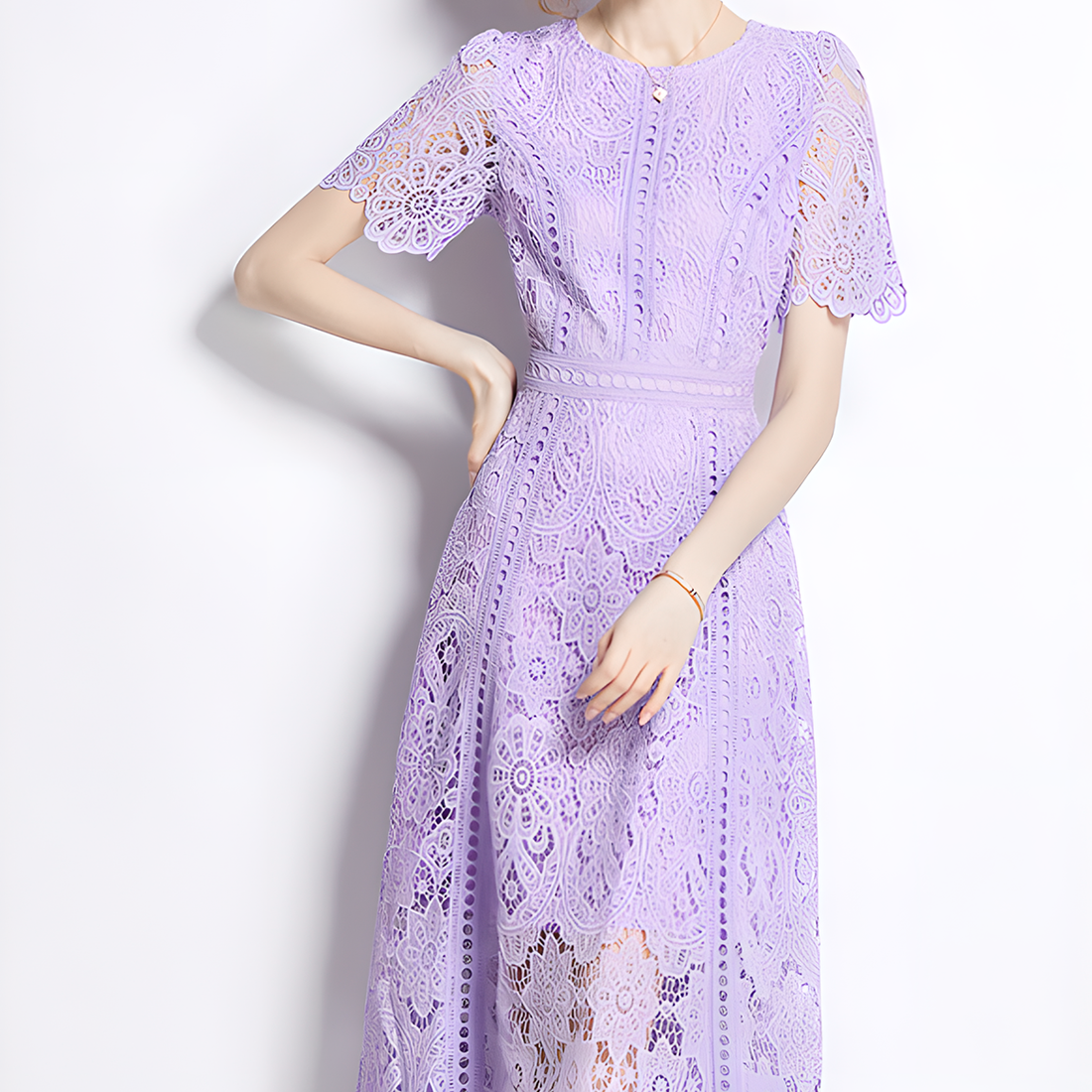 Charming Floral Lace Midi Dress