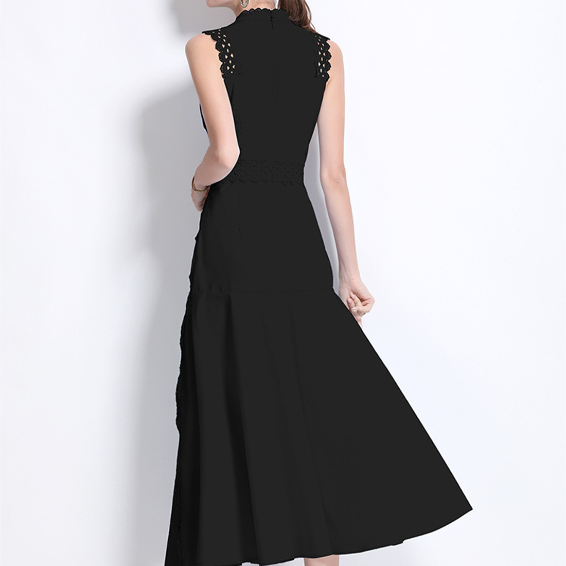 Elegant Lace-Trimmed Sleeveless Dress