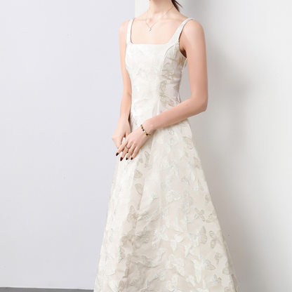 Elegant Sleeveless Jacquard Flared Dress