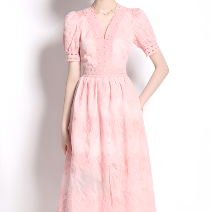 Fashion Romantic Lace Detail Pink Dress