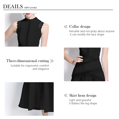 Elegant Lace-Trimmed Sleeveless Dress