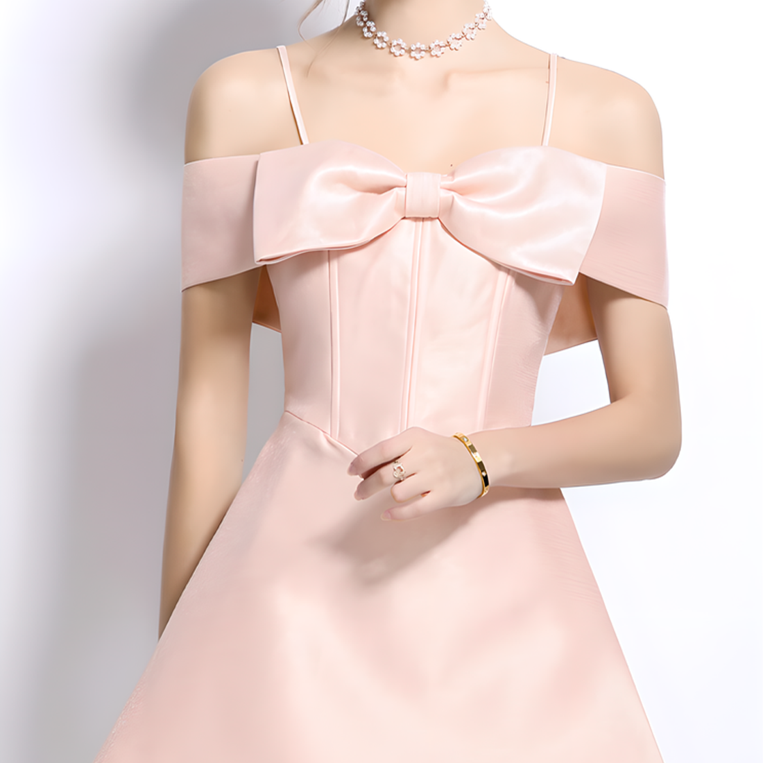 Butterfly Bow Off-Shoulder Corset Waist A-Line Dress