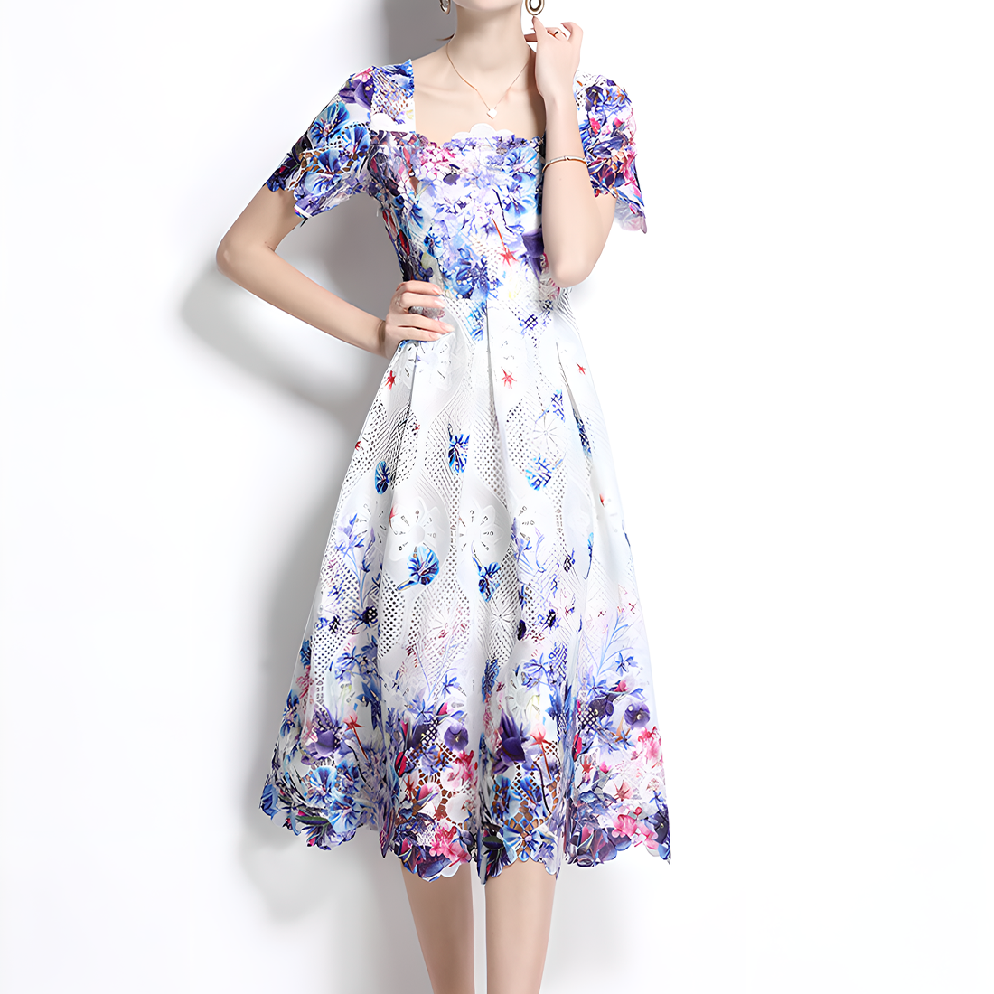 Romantic Floral Dress with Flattering Fit