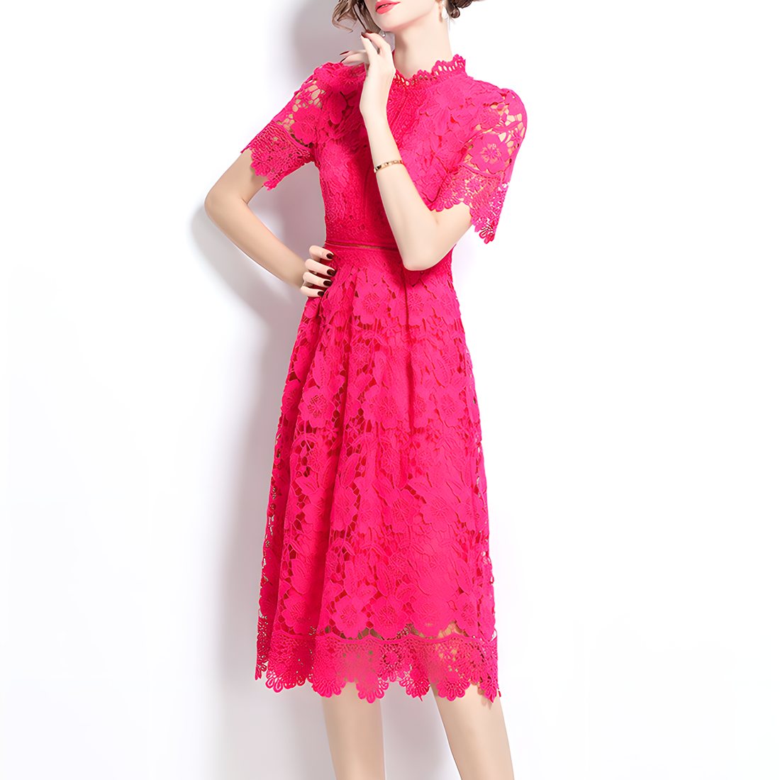 Romantic Floral Crochet Lace Dress