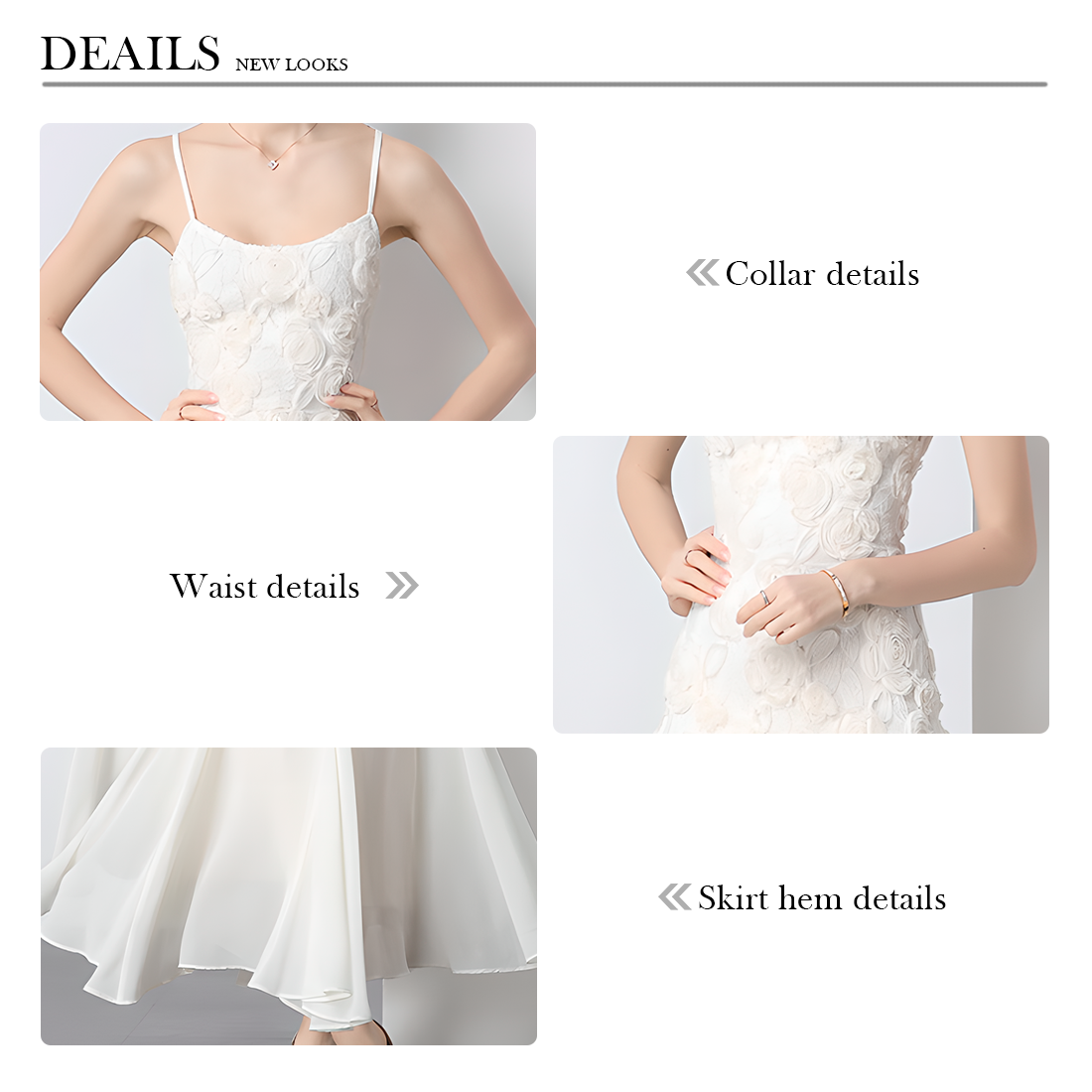 Embroidered Rose Strap Fish Tail Maxi Dress