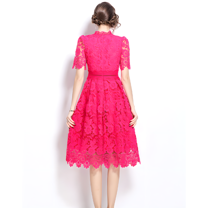 Romantic Floral Crochet Lace Dress