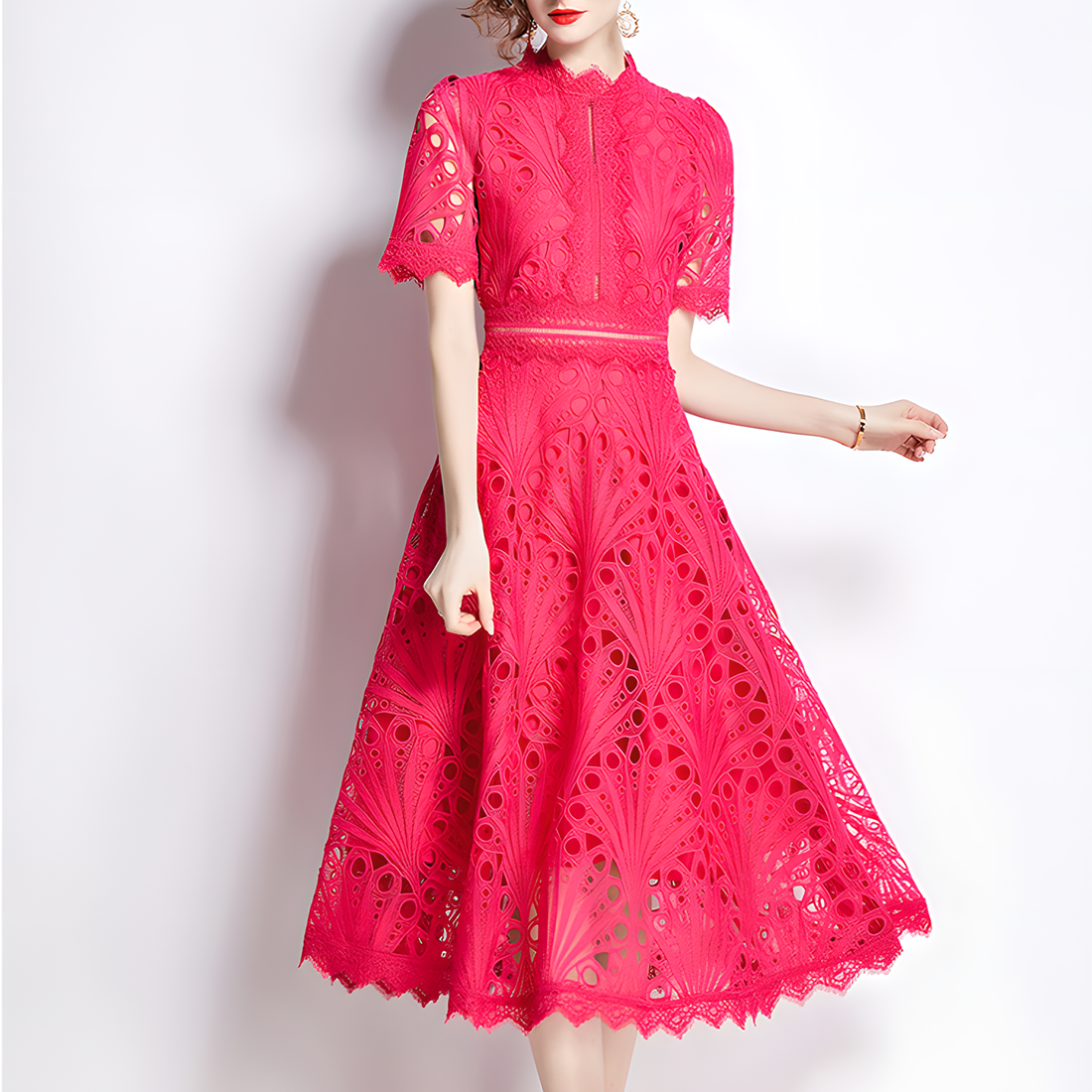 Elegant Hollow Crochet Lace Dress