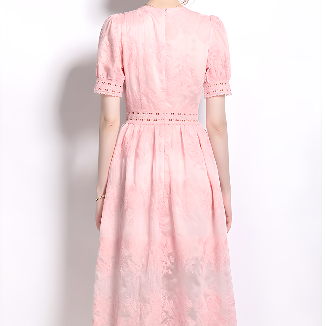 Fashion Romantic Lace Detail Pink Dress
