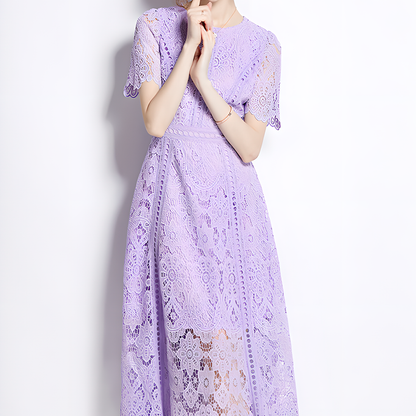 Charming Floral Lace Midi Dress