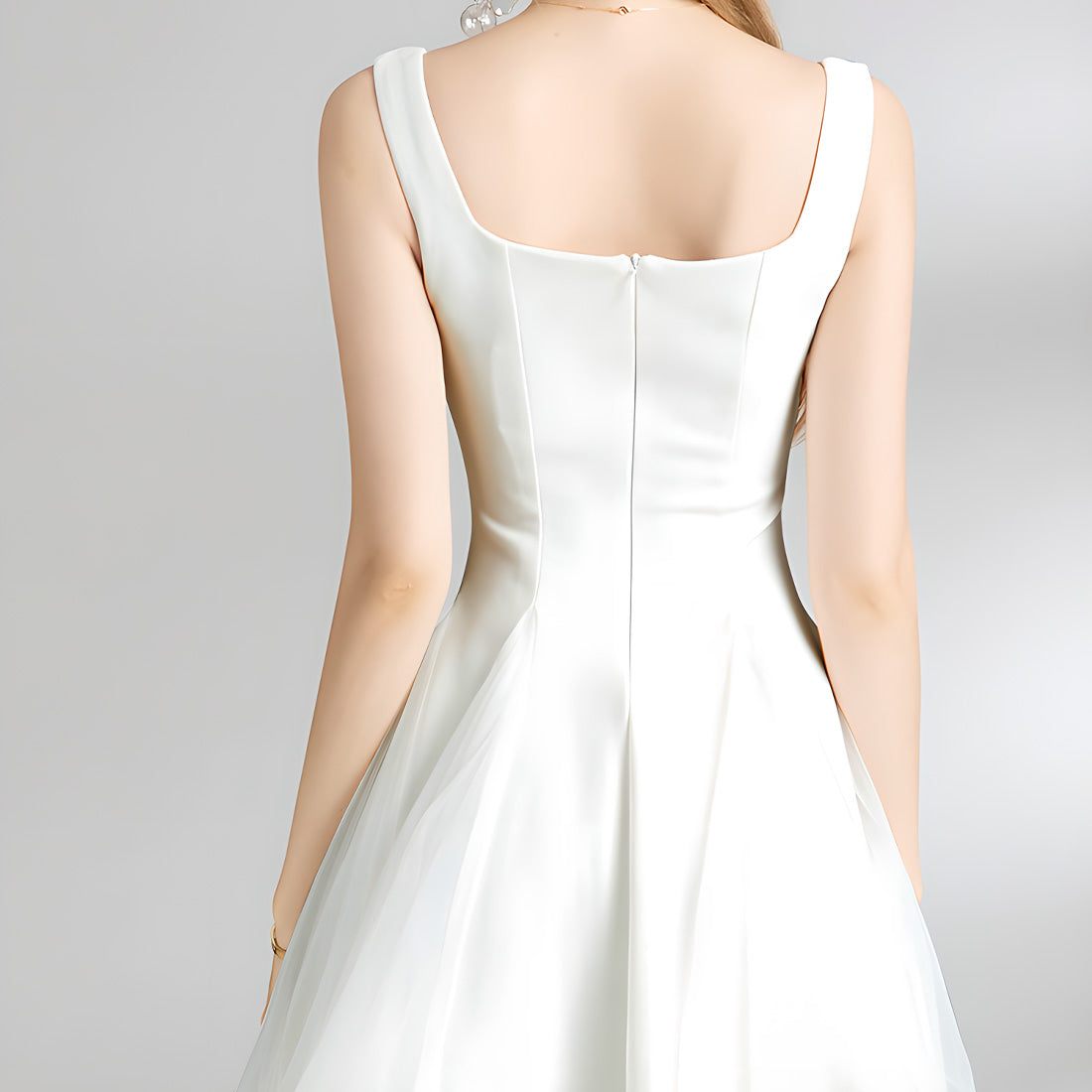White Sleek High-Waist Mesh Dress