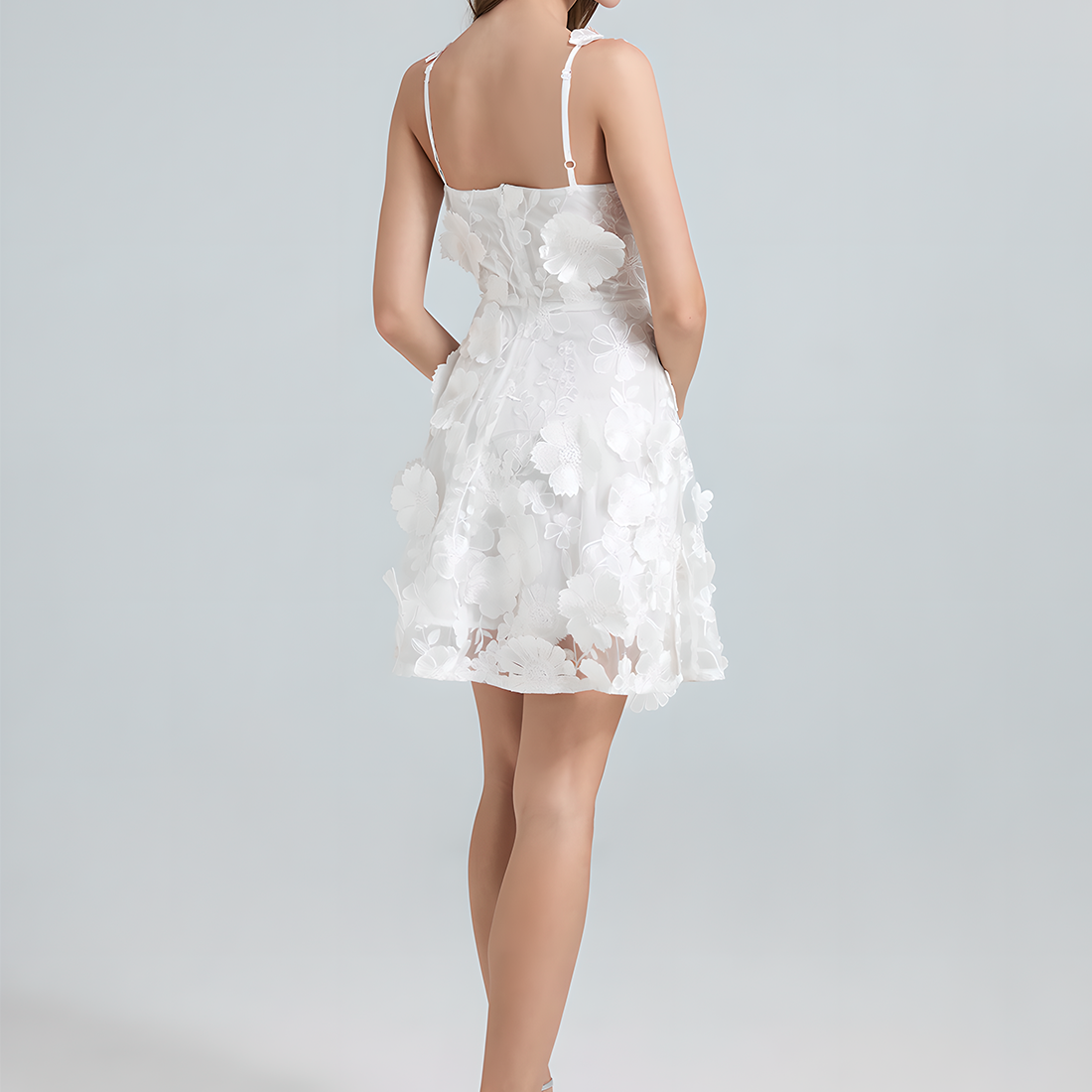 Floral Applique Fit and Flare Mini Dress