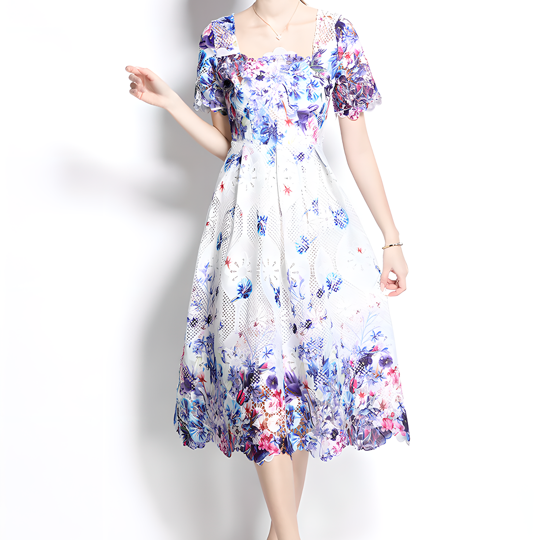 Romantic Floral Dress with Flattering Fit