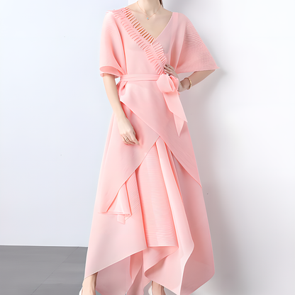 Asymmetric Pleated Skirt Vest Dress Set