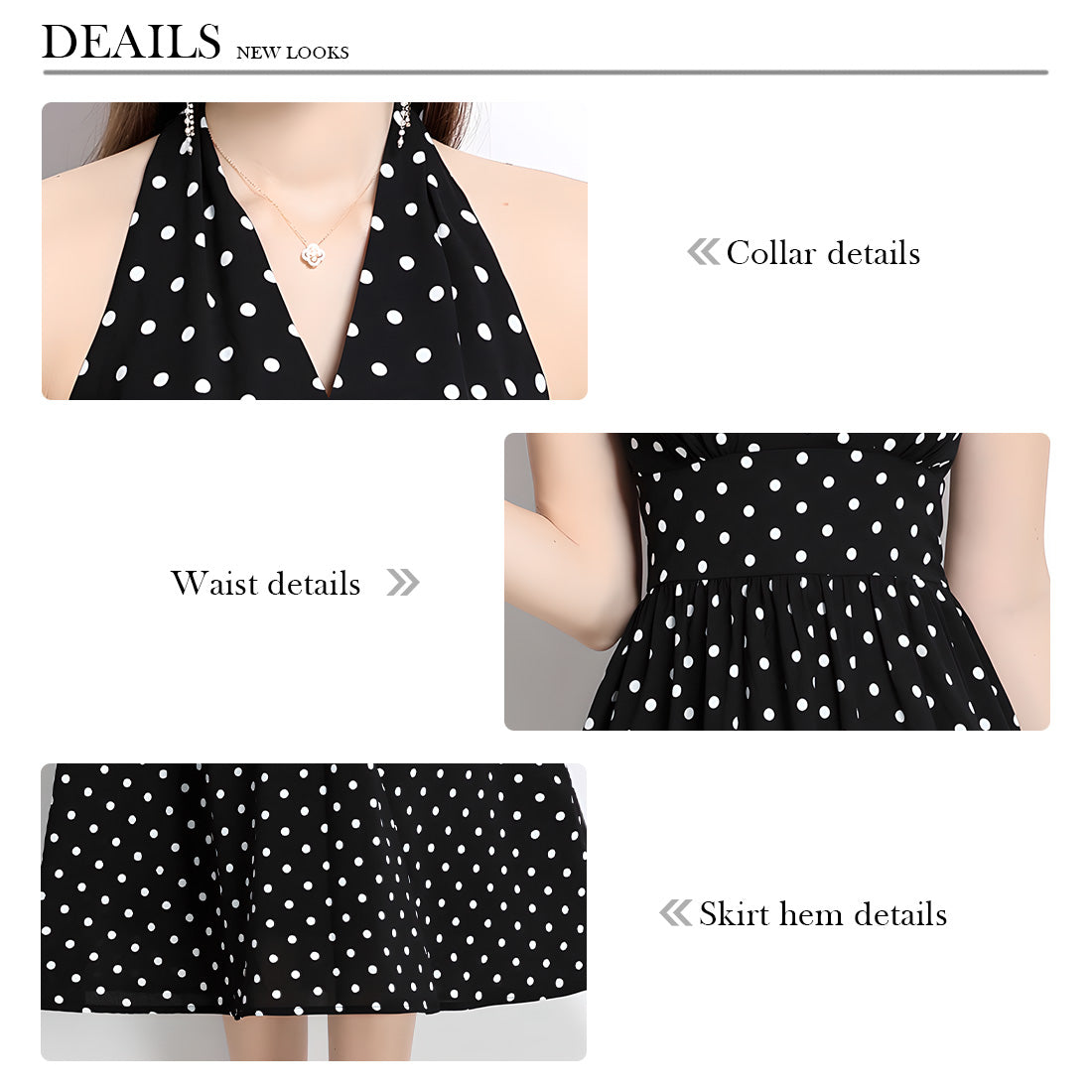 Retro Sleeveless Polka Dot Backless Dress
