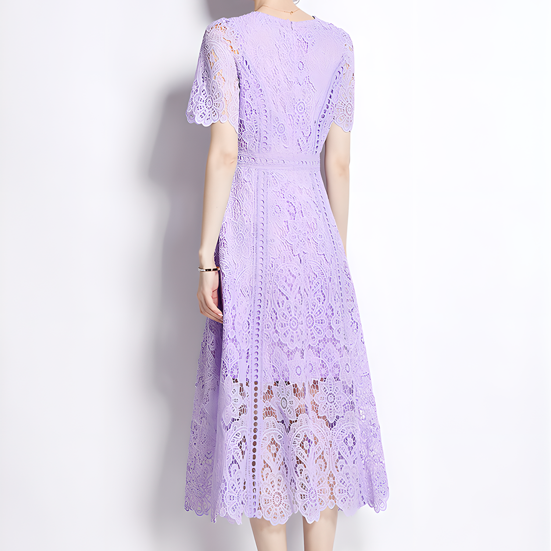 Charming Floral Lace Midi Dress