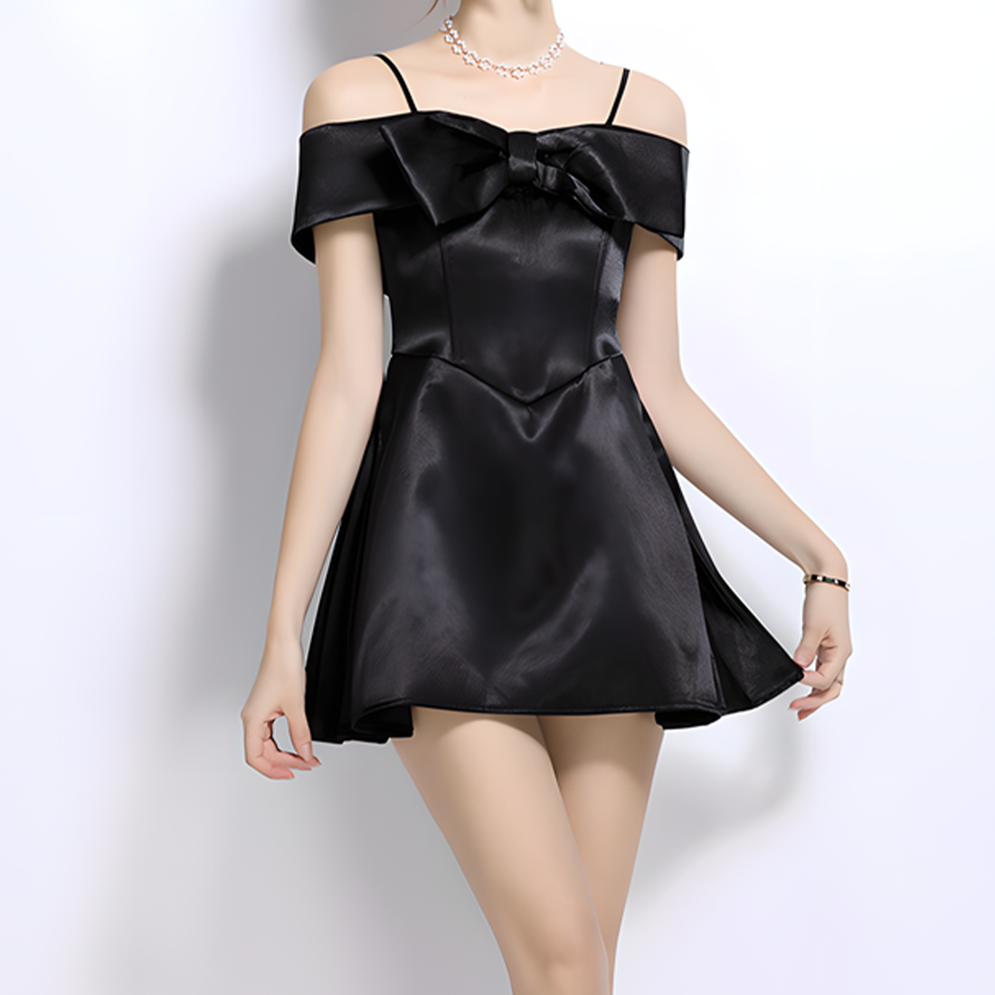 Butterfly Bow Off-Shoulder Corset Waist A-Line Dress