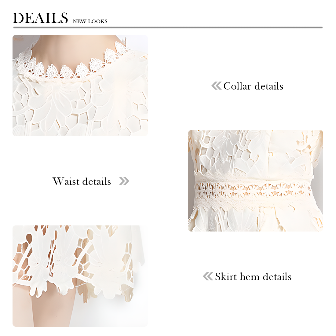Beige Luxury Lace Dress with Short Sleeves