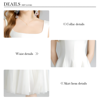 Chic White Tulle Mesh Midi Dress