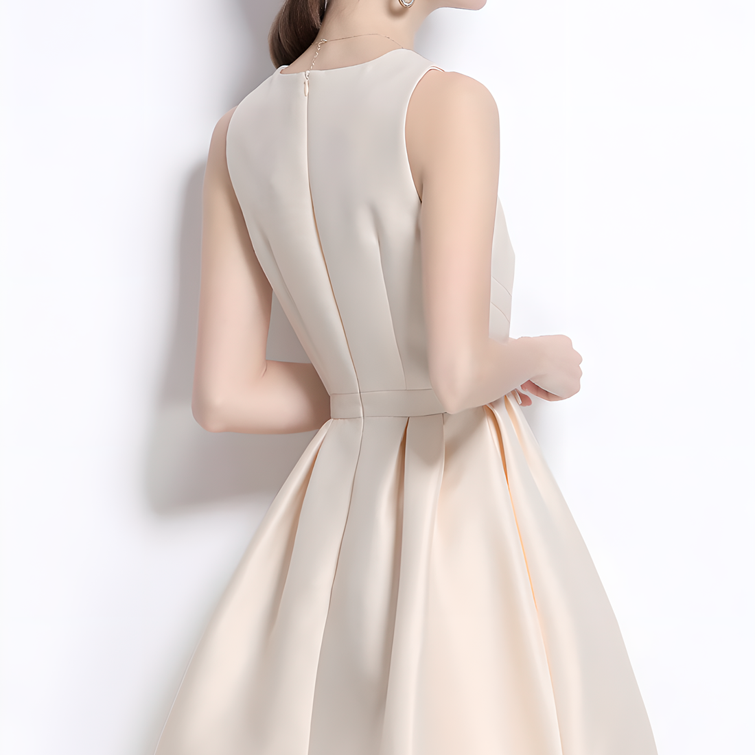 Round Neck Sleeveless Dress with Bow Detail