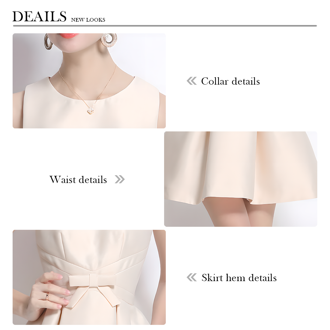 Round Neck Sleeveless Dress with Bow Detail