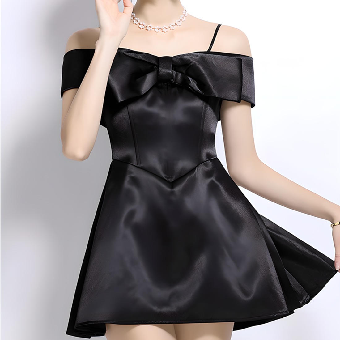 Butterfly Bow Off-Shoulder Corset Waist A-Line Dress