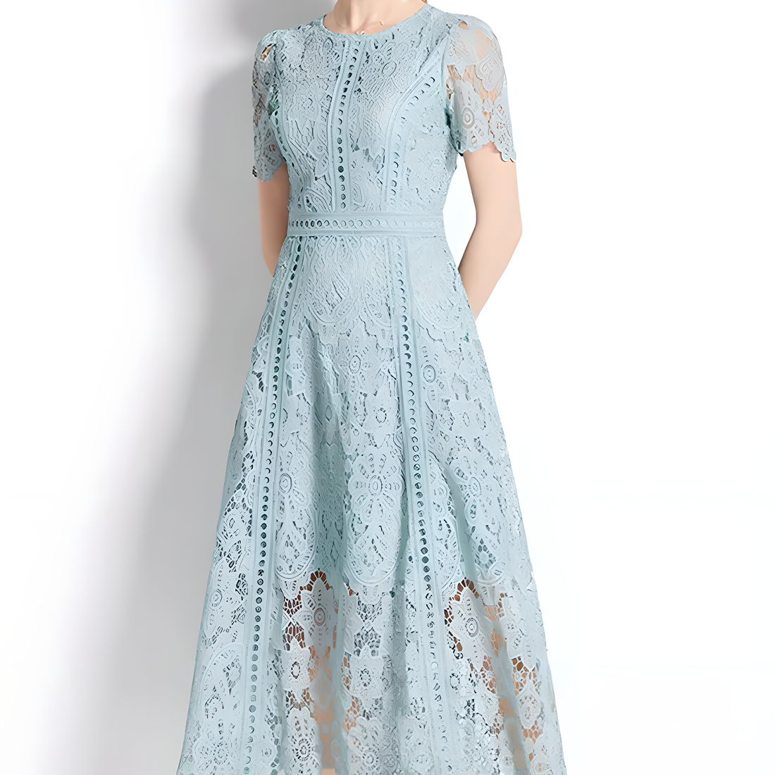 Charming Floral Lace Midi Dress