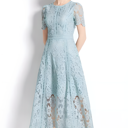 Charming Floral Lace Midi Dress