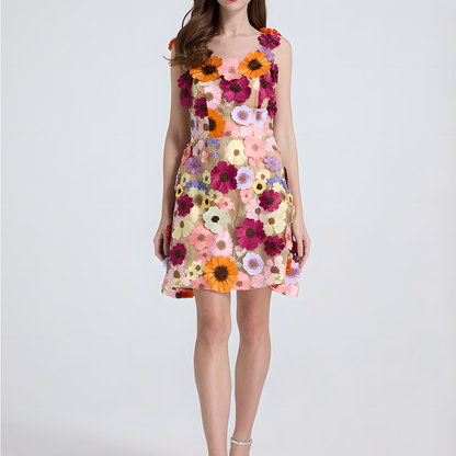 Floral Applique Fit and Flare Mini Dress