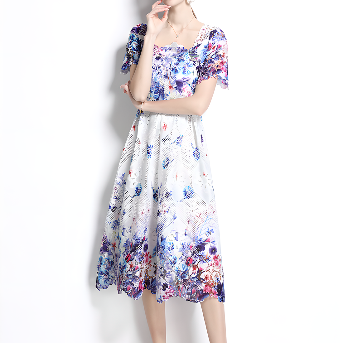 Romantic Floral Dress with Flattering Fit