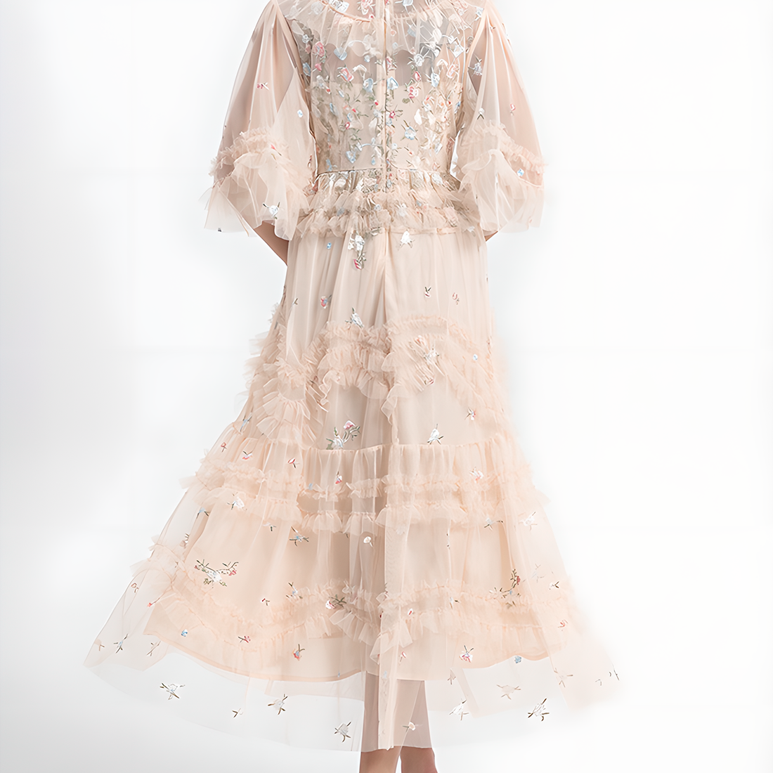 Fashion Floral Embroidered Tulle Dress