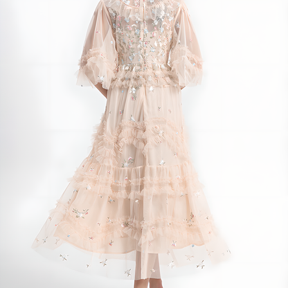 Fashion Floral Embroidered Tulle Dress