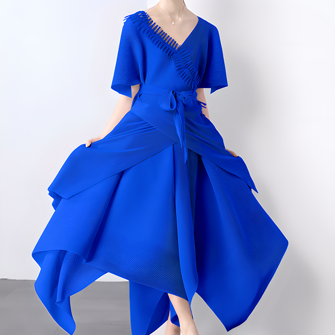 Asymmetric Pleated Skirt Vest Dress Set