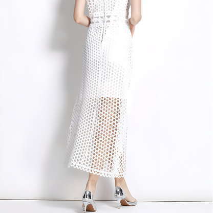 Fashion Lace Cut-Out Sleeveless Slit Dress