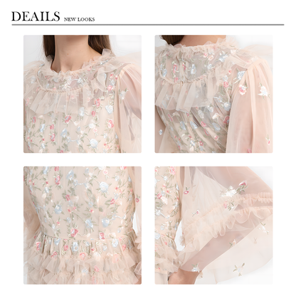 Fashion Floral Embroidered Tulle Dress