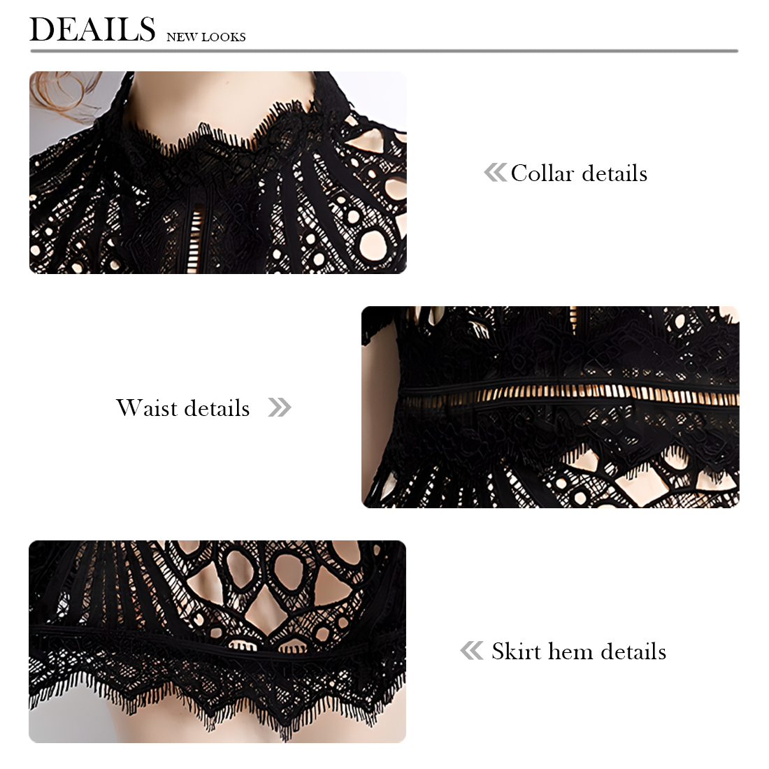 French Lace Dress with Fan-Shaped Patterns