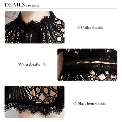 French Lace Dress with Fan-Shaped Patterns